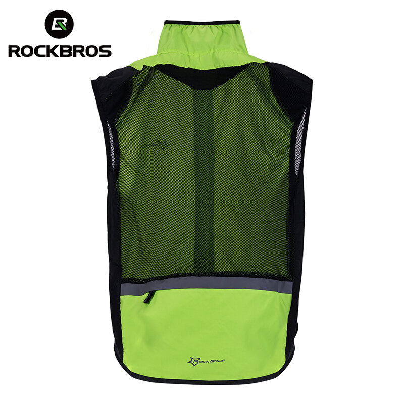 ROCKBROS Reflective Cycling Vests Sleeveless Breathable Men's Waistcoat Cycling Jackets Road MTB Bicycle Running Top Clothing