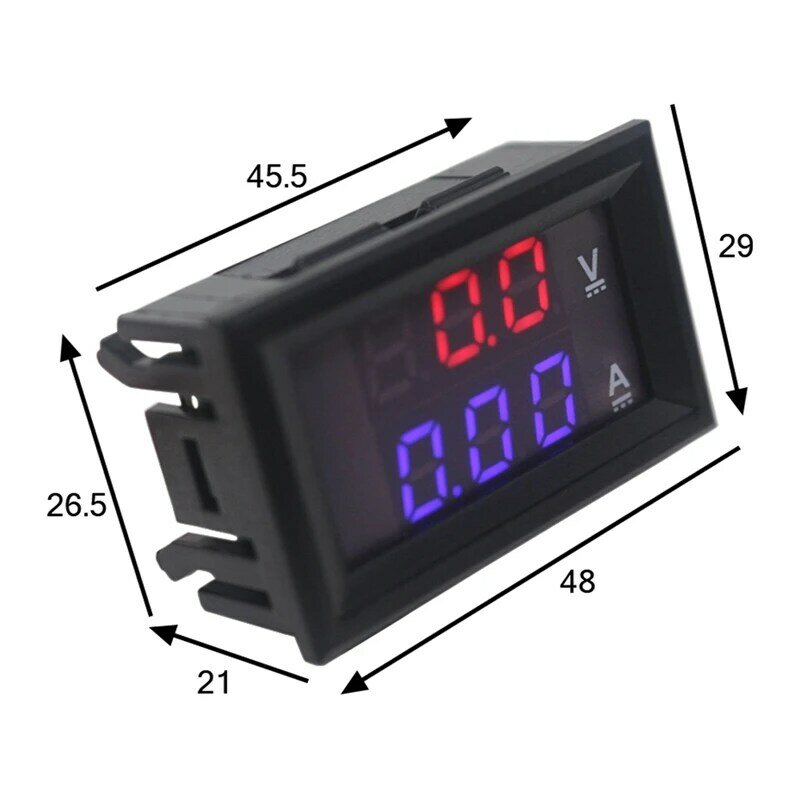 Mini Voltímetro Digital com Dual Display LED, amperímetro, DC 100V, 10A, 50A, 100A, Amp, medidor atual, Tester, 0,28 "Dígitos