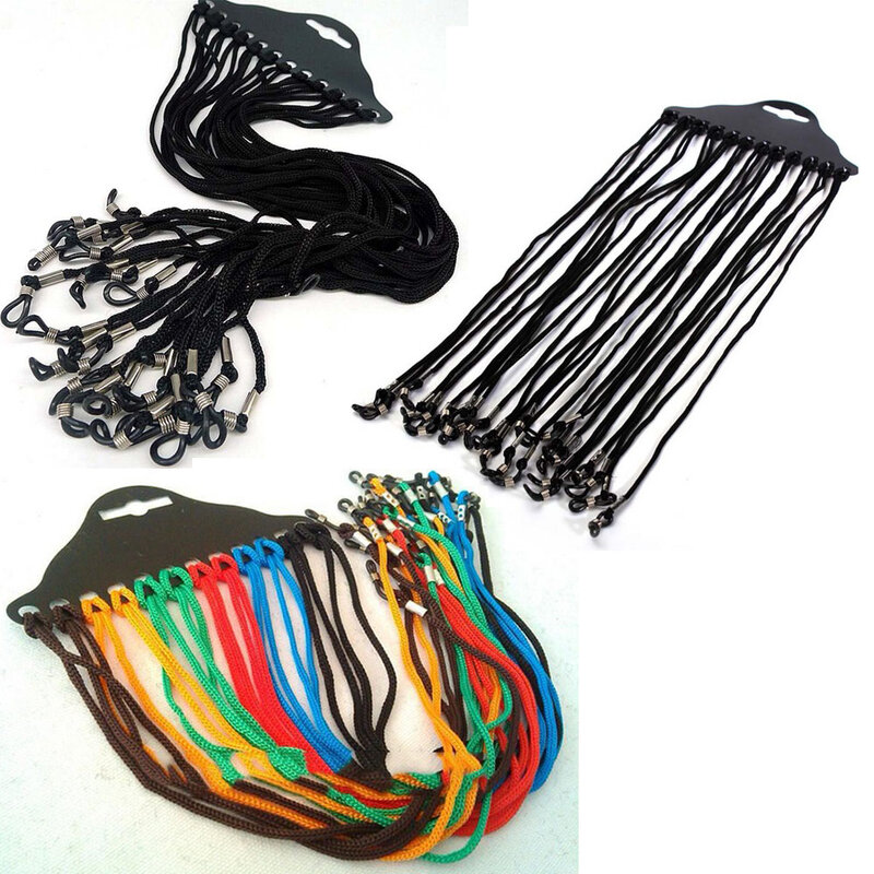 Correa de cordón ajustable para el cuello, soporte Landyard para gafas de sol, Color negro, 12 unidades por lote