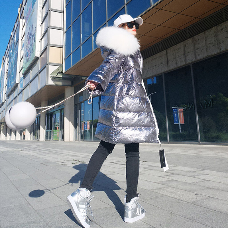 Maomaokong2018 новая Корейская версия женский пуховик из белого утиного пуха утепленная свободная Меховая куртка из овечьего меха с большим меховым воротником