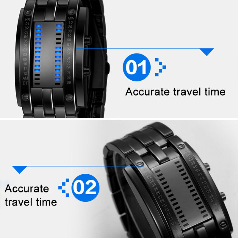 Часы наручные мужские светодиодные, цифровые Водонепроницаемые многофункциональные спортивные, с двойным браслетом из матрицы, модный подарок