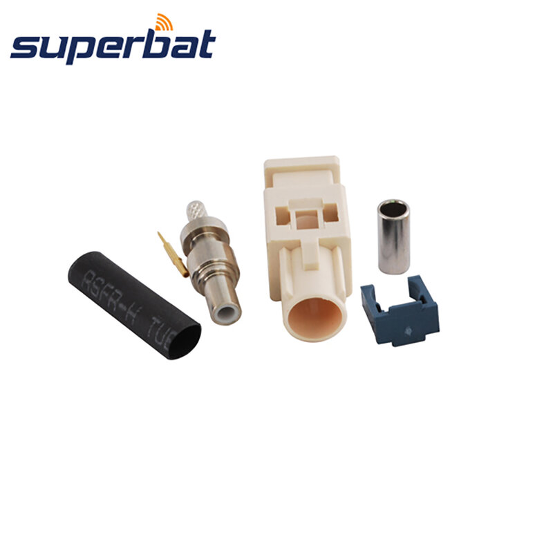 Superbat Fakra B1 White Crimp Male Connector Apply to Radio with Phantom Supply Long Version for Cable RG316 LMR100 RG174