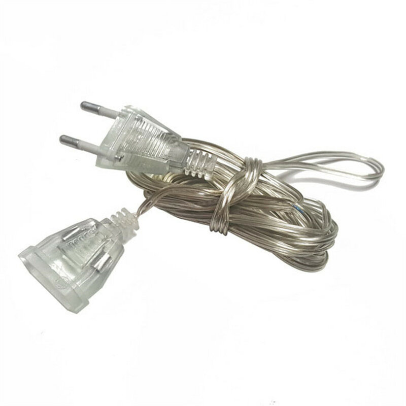 Câble d'extension transparent standard pour guirxiété lumineuse LED, prise UE, lumières de Noël et de vacances, 3m, 5m