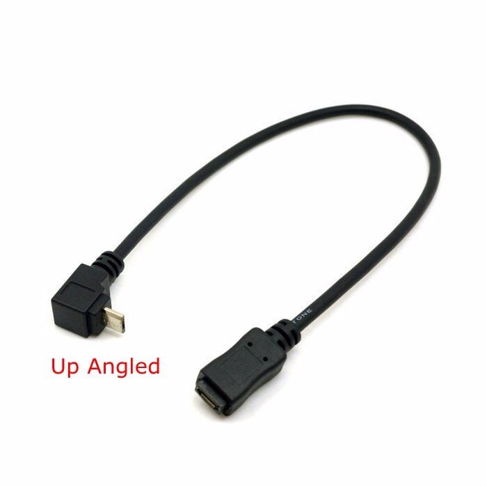 Cable de extensión Micro USB 2,0 macho a hembra, Cable de extensión Micro USB conectado de Pin completo, arriba y abajo, 90 grados, 0,2 m, 20cm