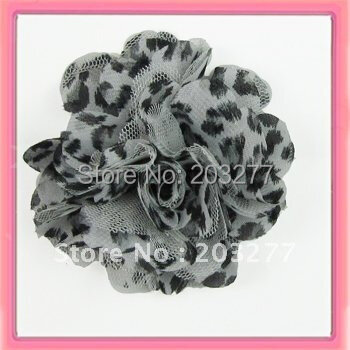 Miễn phí vận chuyển! 24 cái/lốc 3 inch New voan leopard lưới vải flowers 5 colors cho bạn lựa chọn