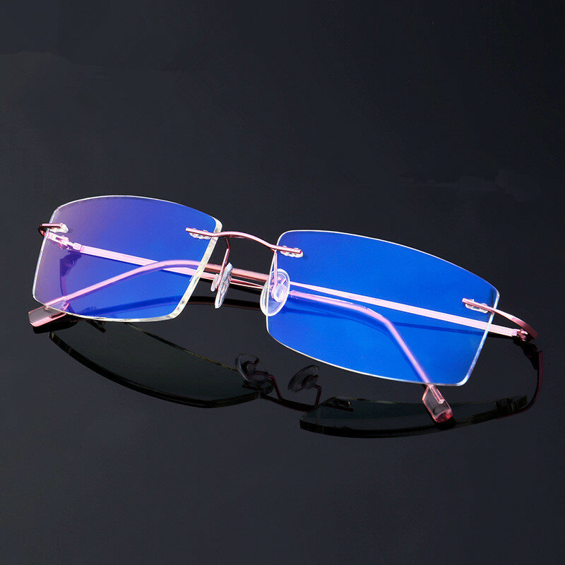 Gafas ligeras sin montura para hombre y mujer, anteojos De titanio con memoria, lentes ópticas cuadradas para miopía, marcos De Grau