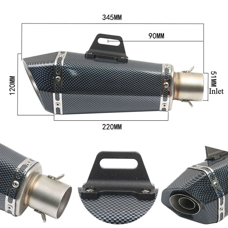 Yoshimura-silenciador de escape Universal para motocicleta, 51mm de entrada, para FZ1, R6, R15, R3, ZX6R, ZX10, Z900, 1000, CBR1000, GSXR1000, 650, K7, K8, K11