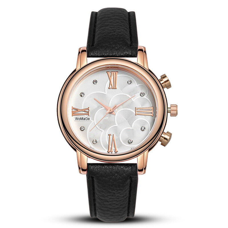 WoMaGe-reloj de pulsera de oro rosa para mujer, accesorio de lujo, de cristal