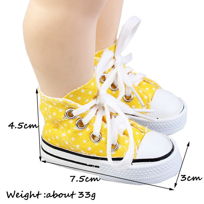 Cloth Unisex Shoes  New Style Spotted Doll 7.5cm Canvas Shoes For 60cm 1/3 BJD Doll Fashion Mini Shoes For Russian DIY Doll Girl