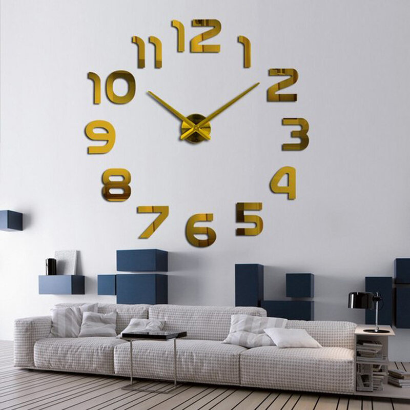 2017 Nouvelle Maison décoration horloge murale grand mur de miroir horloge moderne conception grande taille mur horloges bricolage sticker mural unique cadeau