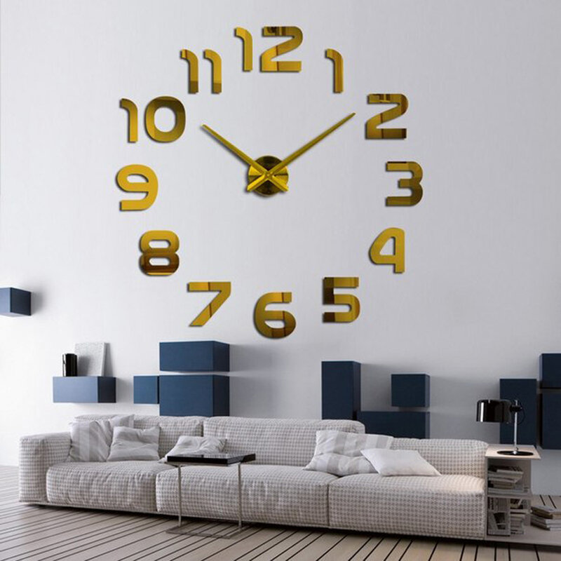 2020 New Home decoration wall clock big mirror wall clock Modern design large size wall clocks diy wall sticker unique gift