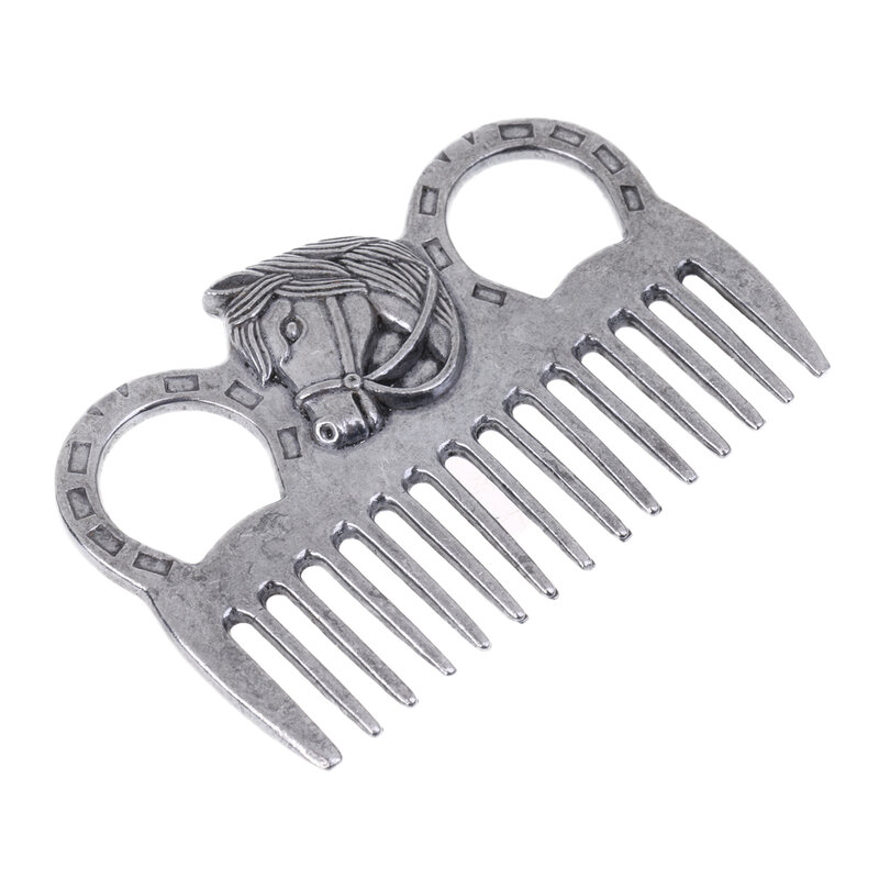 Stainless Steel Horse Pony Grooming Comb Tool  Metal Curry Brushing Cleaning Tool Equestrian