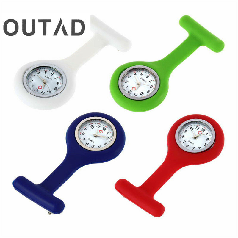 OUTAD Mini Portable Silicone Men Women Unisex Watch Doctor Nurses Pocket Fob Watches Multiple Colors Brooch Pin Pendant 4 Color
