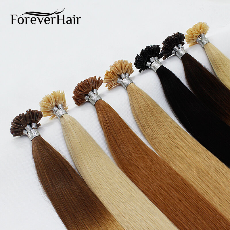 FOREVER HAIR 0.8g/s 14" Nail U Tip 100% Real Remy European Keratin Capsule Hair Extensions Pre Bonded Fusion Machine Made U-Tip