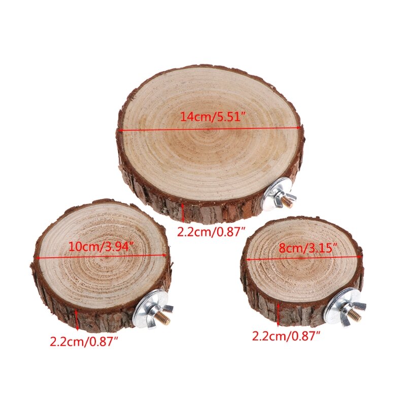 Pet Parrot Bird Cage Perch Platform Round Wooden Stand Board for hamster