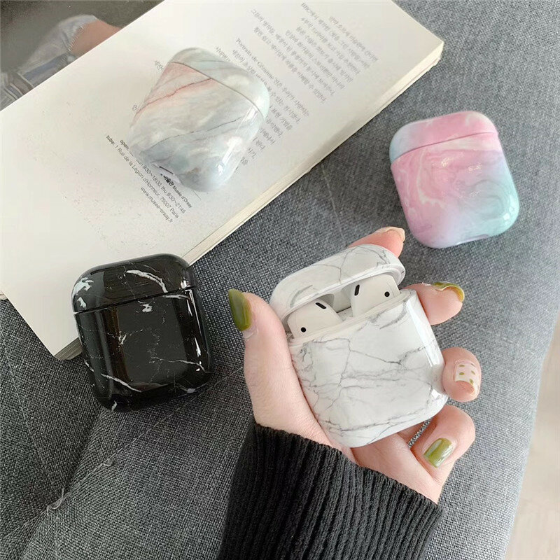 1PCS Luxury Marble Protective Cover For Airpods 1:1 Bluetooth Earphone Charge Case Protective Cases Skin Accessories