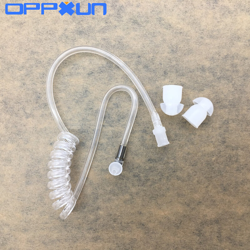 5 pçs flexível tubo de ar de mola transparente substituição walkie talkie fone ouvido bobina tubo de ar acústico + 5pcs earplugues