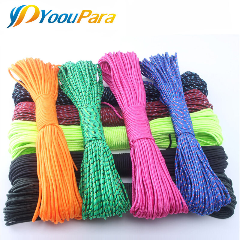 33 สี Paracord 3 มม.100FT 50FT เชือก 1 Strand Paracorde สายไฟอุปกรณ์การอยู่รอดกลางแจ้ง Clothesline DIY สร้อยข้อมือขายส่ง