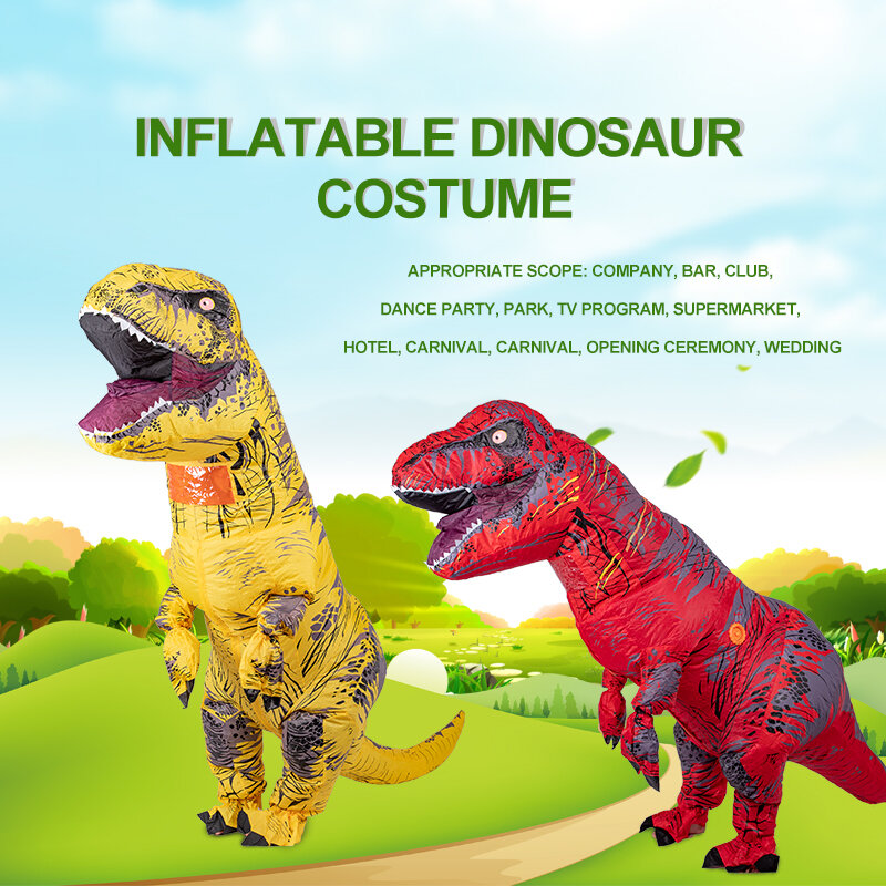 Взрослые дети мужчины динозавр костюм День рождения платье надувные костюмы на Хеллоуин Косплей для женщин полный возраст Размер