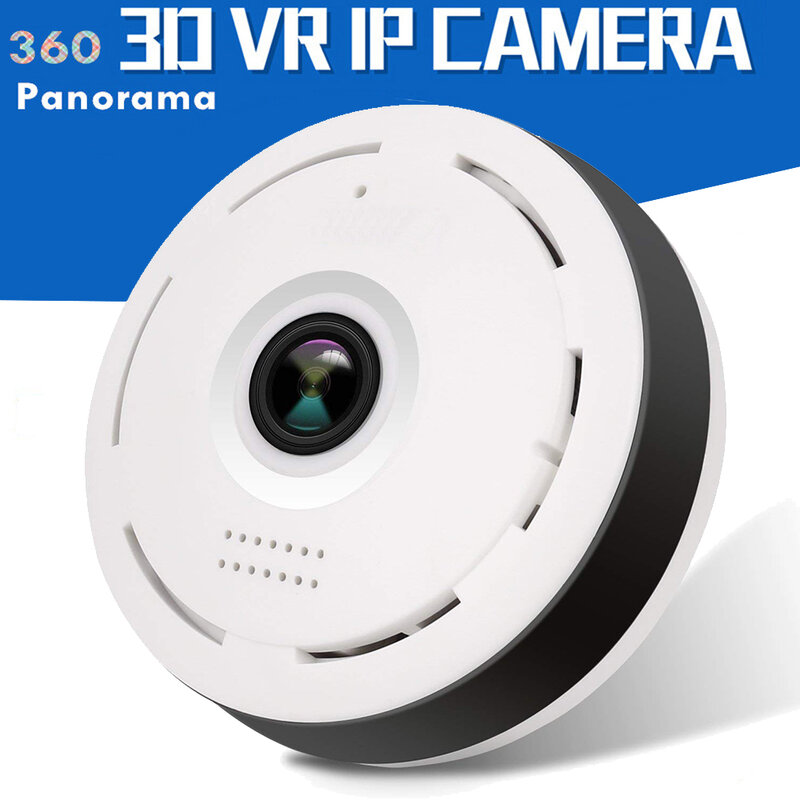 1080p câmera panorâmica 360 câmera wi-fi ip fisheye cctv mini câmera de vídeo sem fio 3d vr cartão de segurança camara grande angular