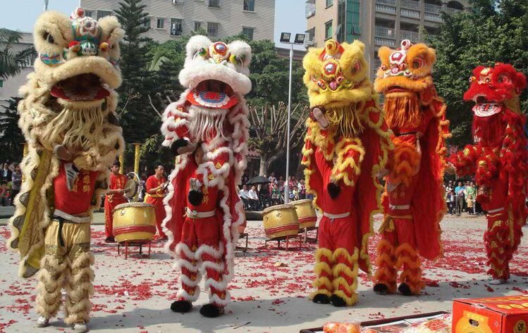 사자 댄스 복장 홍콩 마카오 캔톤 축하 개막식 손으로 만든 무대 사자 댄스 액세서리 해외 중국어