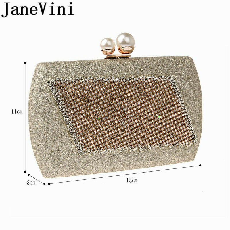 JaneVini-Bolso de mano con diamantes de imitación para mujer, bolsa de mano con diamantes de imitación, ostentosos, Estilo Vintage, para boda