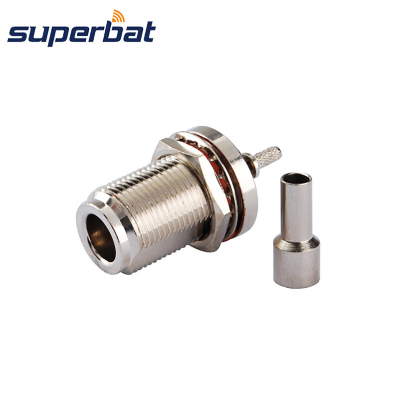 Superbat N type Female Socket Crimp with Bulkhead Straight Coaxial Connector for RG174 RG178 1.13mm,1.37mm Cable