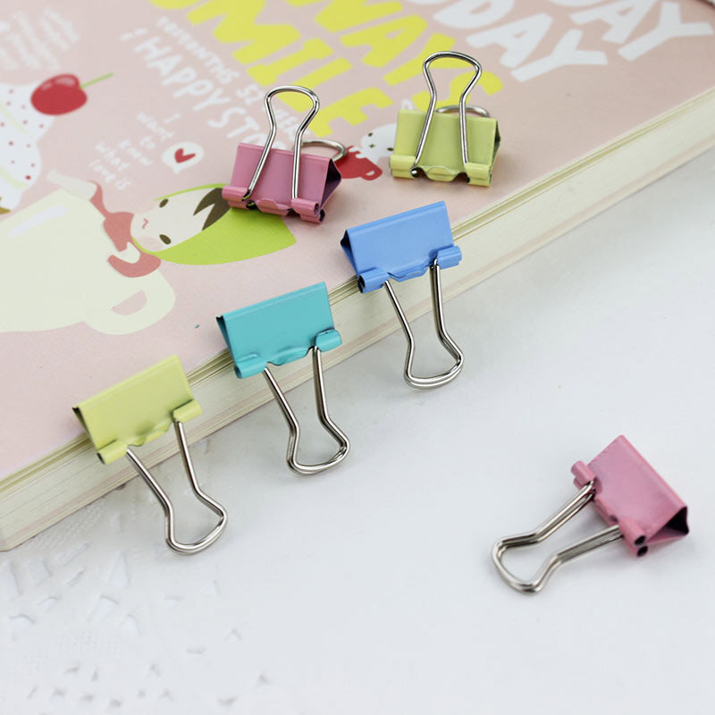 60 PCS/lot Colorful Metal Binder Clips Paper Clip 15mm Office School Stationery Binding Learning Supplies Color Random