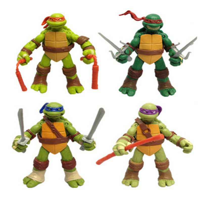 Nowy darmowa wysyłka 4 sztuk/partia Model zabawki Action & Toy figurki żółwie model animacja artykuły wyposażenia wnętrz