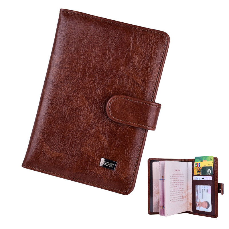 Couverture de passeport en cuir à moraillon, porte-carte d'identité, étui portefeuille pour cartes de crédit d'affaires, porte-passeport
