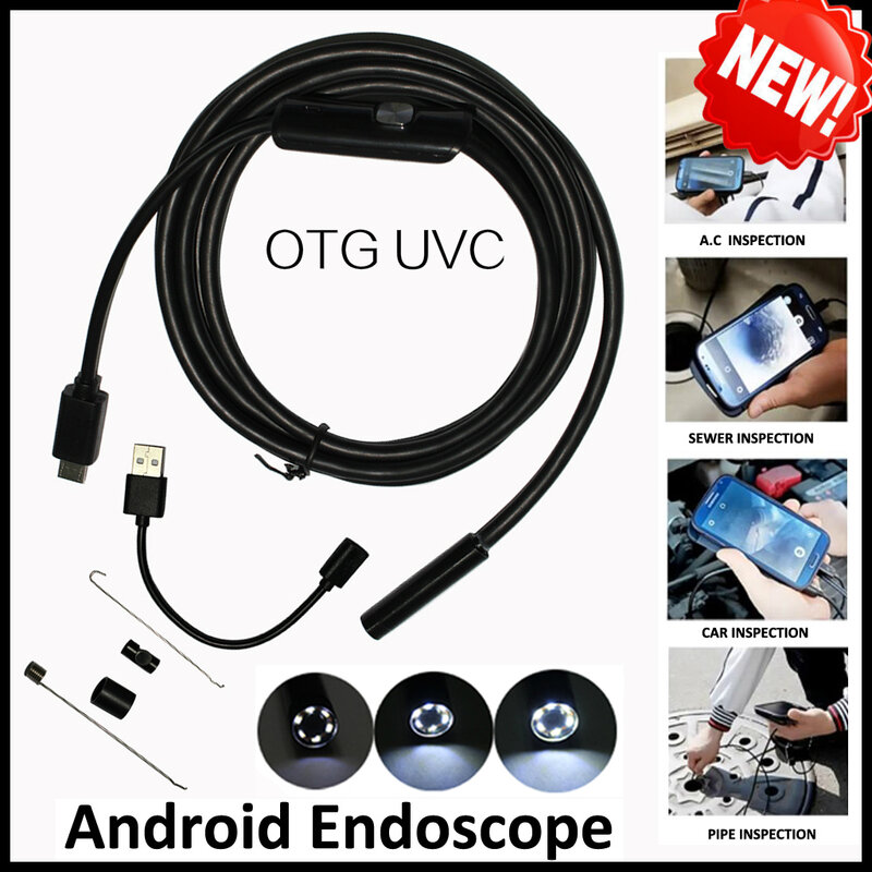 Alta calidad 5,5mm Len 5 M Android OTG USB endoscopio Cámara Flexible serpiente USB tubería inspección Android Teléfono USB boroscopio Cámara