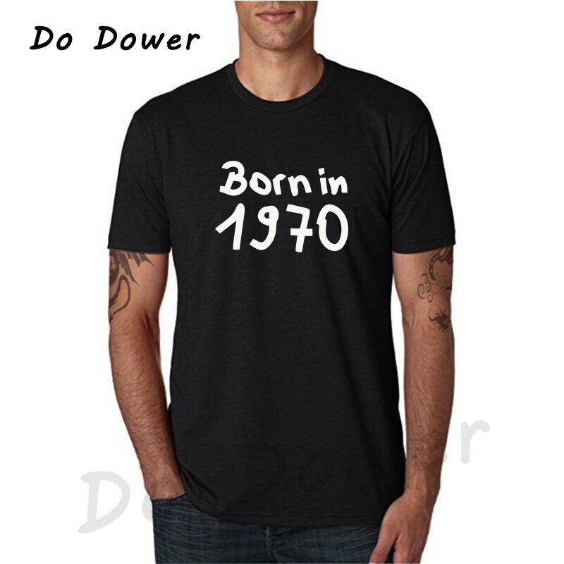 Мужская футболка Born In, хлопковая Повседневная футболка с коротким рукавом для дня рождения, 48 лет, 2018