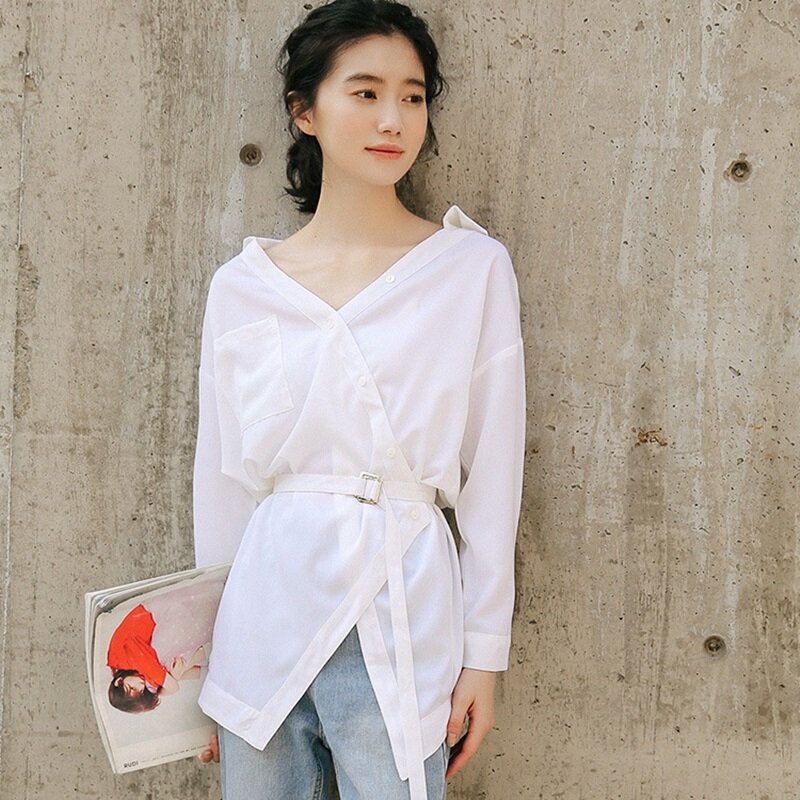 Blusa de estilo coreano para mujer, camisa femenina de oficina y negocios, blusas a la moda, DD1429, 2018
