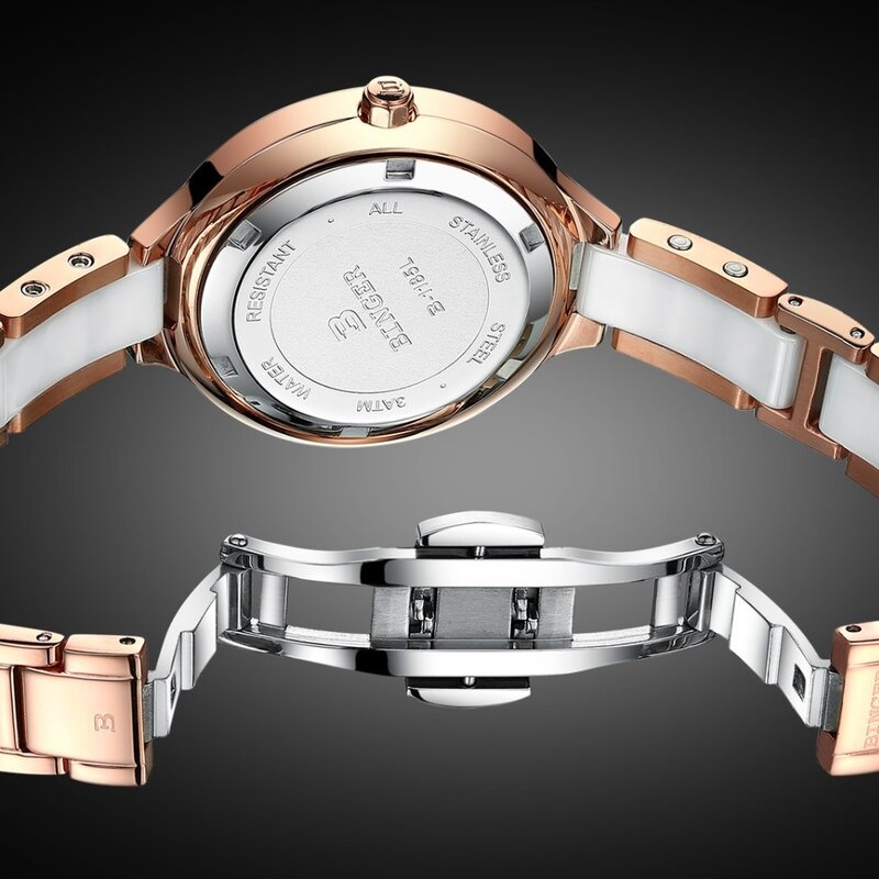 Moda kobiety zegarki Top marka luksusowe BINGER Ultra cienkie panie zegarek Sapphire pasek ceramiczny wodoodporny zegarek kwarcowy kobiet