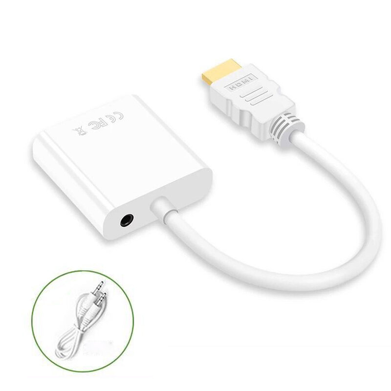 1080P HDMI To VGA Adapter Male to Female Converter Digital Analog Video 3.5 mm jack Audio Adaptor for PS4 Laptop PC Projector