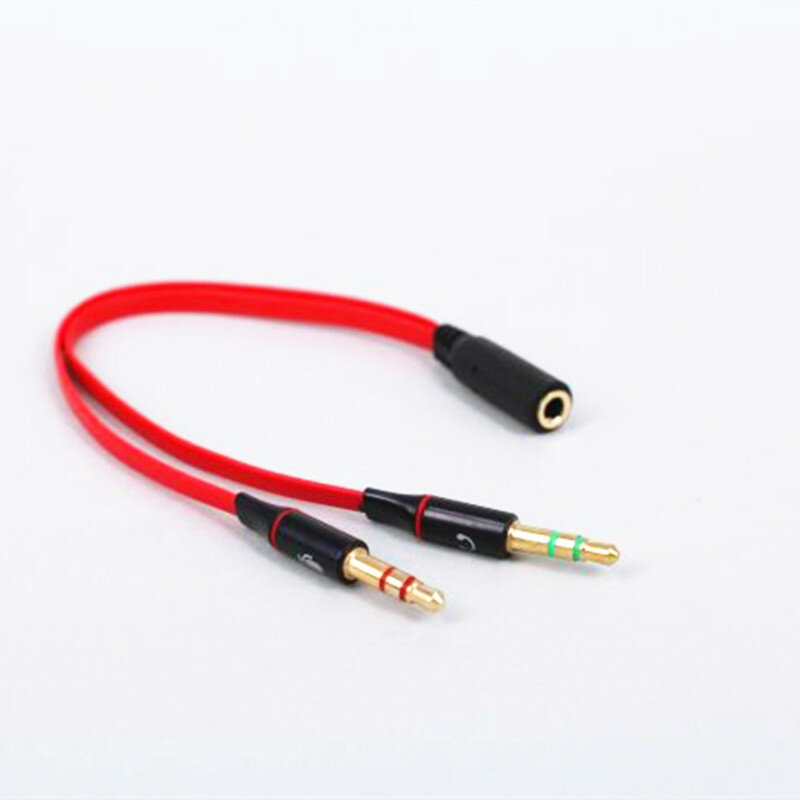 High quality 3.5mm Mini Jack 1 Female to 2 Male (Headset + Mic) Y Splitter Earphone computer Audio Cable