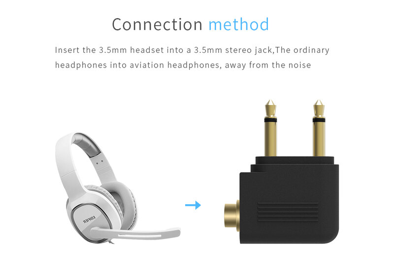 Adaptor Audio Telinga Stereo 3.5 Mm Ke 2X3.5 Mm Jack Ke Pesawat Udara Pesawat Terbang untuk Headphone Headset