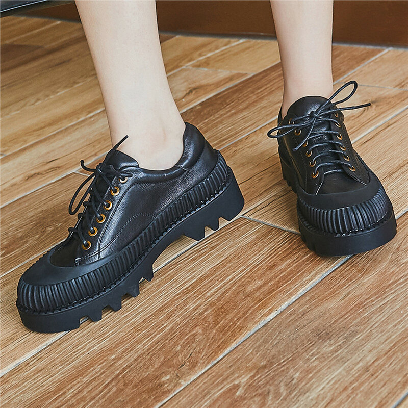 FEDONAS Spring Autumn Shoes Woman 2020 Classic Round Toe Lace Up Pumps Fashion High Heeled Casual Office Ladies Platforms Shoes