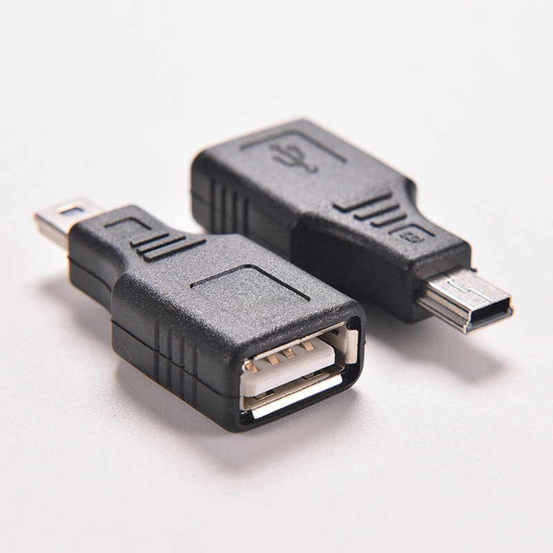 Adaptador USB 2,0 A hembra A Mini USB B de 5 pines macho, cambiador negro, 4x1,7x0,9 cm, 2 uds.