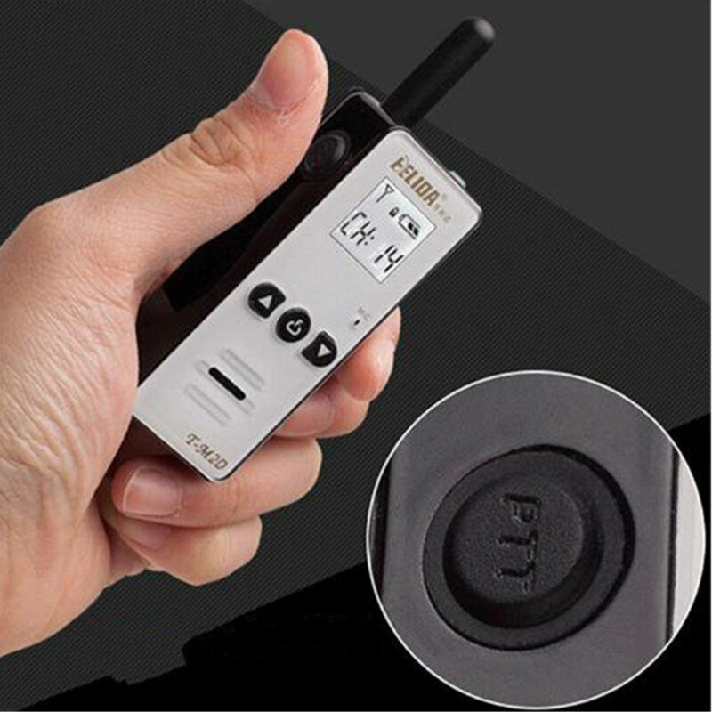Mini walkie talkie sem fio, rádio de duas vias pequeno e integrado para uso ao ar livre