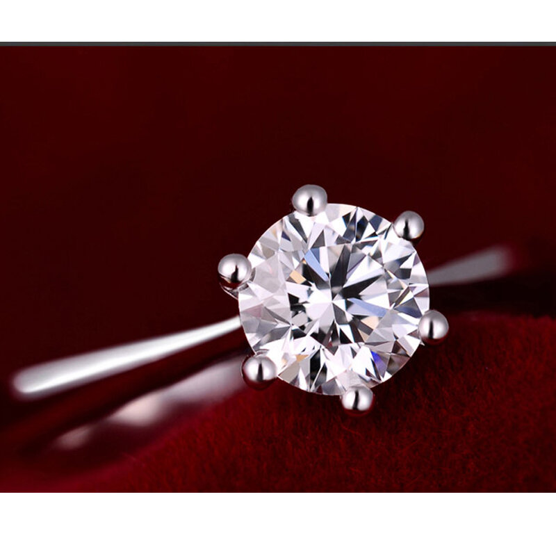 Feminino casamento nupcial noivado clássico anéis de dedo super brilhante zircão cúbico 925 prata esterlina cristal jóias presente