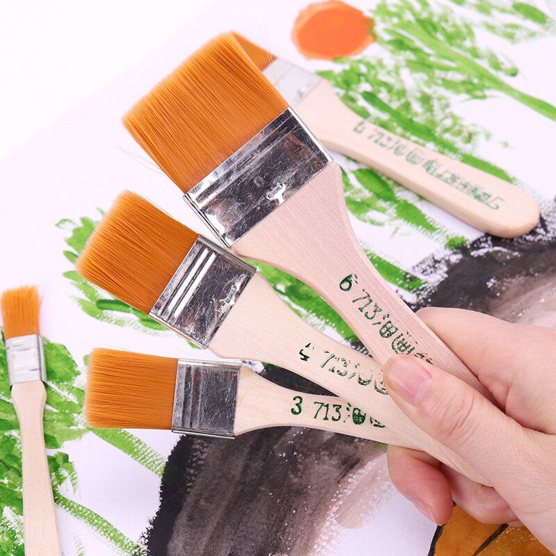 1-6# Styles Wooden Oil Painting Brushes Artist Watercolor Paint Brush Different Size Nylon Hair Painting Brush Set Art Supplies