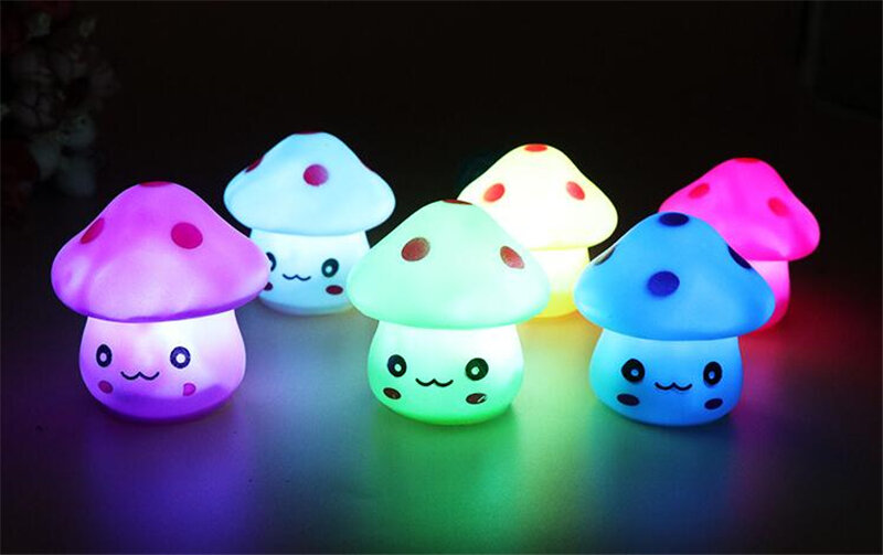 Cute Colorful bb glow LED Mushroom Lamp Baby Room Led Night Light Party Lights rgb Soft Baby Sleep Night light Novelty Luminous