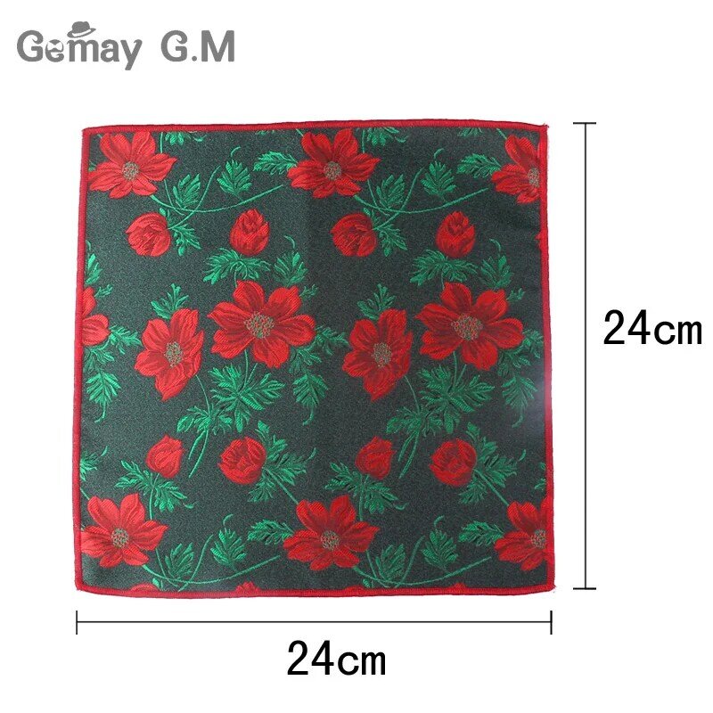 Floral Jacquard Men Pocket Square For Gift Vintage Hankies Wedding Pocket Towel Handkerchief For Men Suit Chest Towel 24 x 24 cm