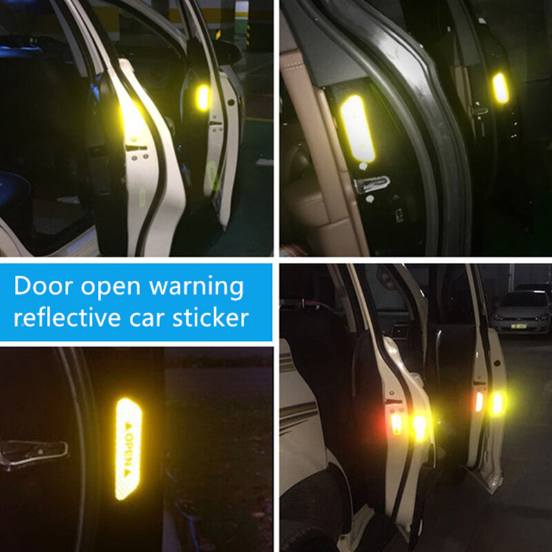 CS084 #9.3*2,5 cm 1Pack/4 PCS Auto anti-kollision streifen öffnen reflektierende auto aufkleber verkehrs sicherheit warnung aufkleber tür öffnung