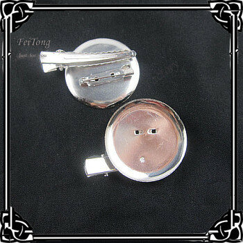 Free shipping!!100pcs/lot  3.5cm metal circle with aligator clip and brooch pin