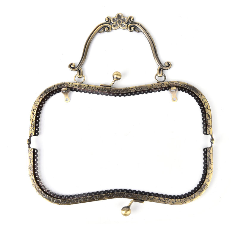 Marco de monedero elegante Vintage para mujer, cierre de bolso de embrague con asa, accesorios de Hardware de bronce moleteado, bricolaje de alta calidad