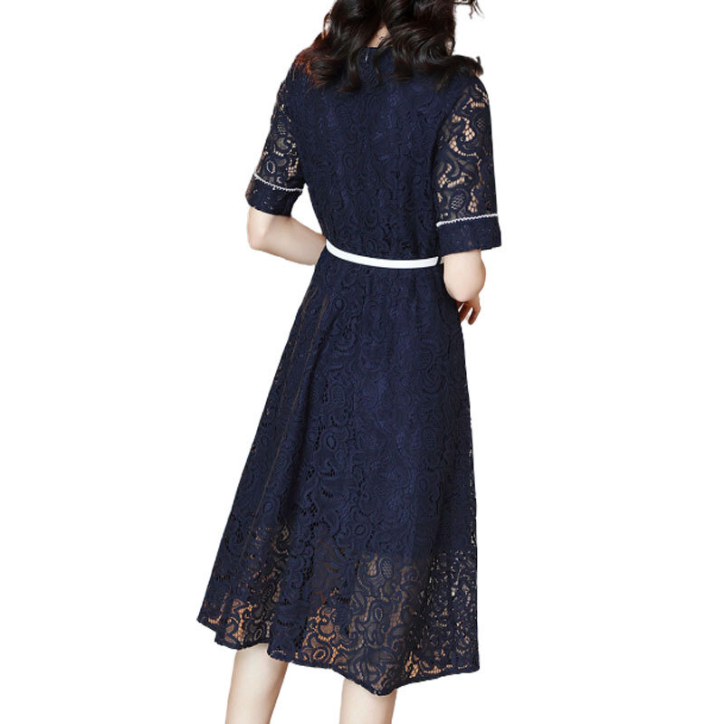 2023 spring and summer Dress new temperament was thin and sly in the air long A-line lace dress female