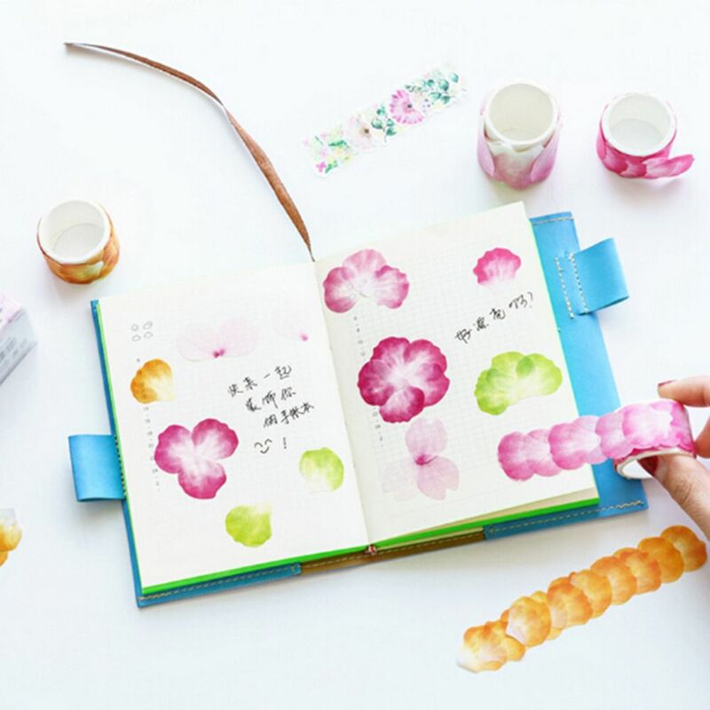 Cinta Washi decorativa de pétalos de flores, 25x25mm, con fragancia de Sakura, Washi, álbum de recortes, pegatinas de papel para diario, novedad