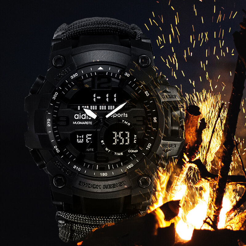 Ударные спортивные часы с большим циферблатом кварцевые цифровые военные водонепроницаемые мужские наручные часы Мужские часы Deportivos Reloj ...